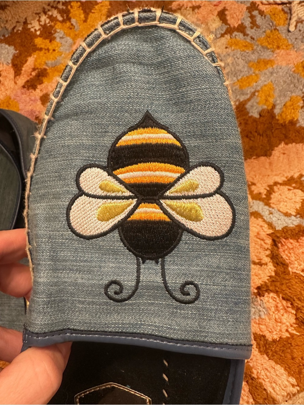 Circus by Sam Edelman Bee & Crown Espadrille Flats Denim Blue Sz 9.5 Embroidered - Picture 7 of 10